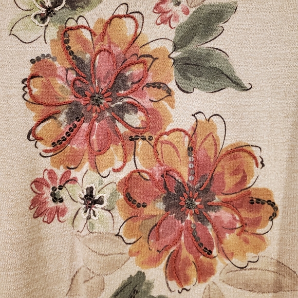 Alfred Dunner Flower Crewneck Sweater Women's Size S - Picture 2 of 7